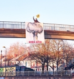 Rowland does one man banner drop in Bristol