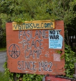 The sign at the entrance to Faslane Peace Camp