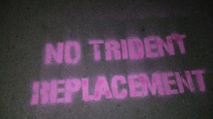 No Trident Replacement graffitti Burghfield camp