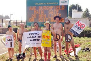 Protesters outside the atomic weapons factory in 2013
